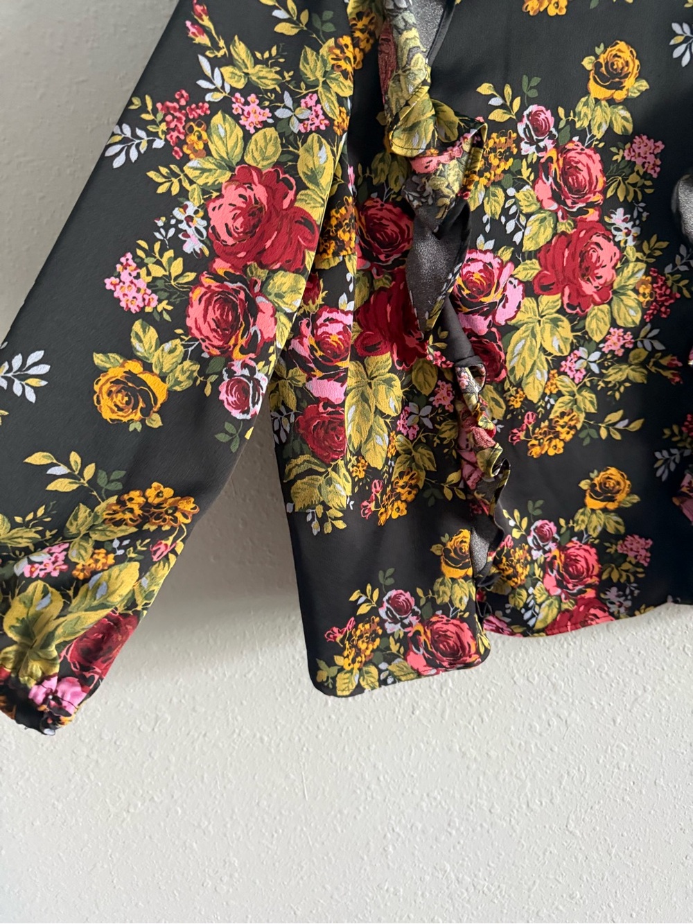 Revolve Likely Black Pink Floral Ruffled Blouse Womens Coquette Girly - Picture 5 of 5
